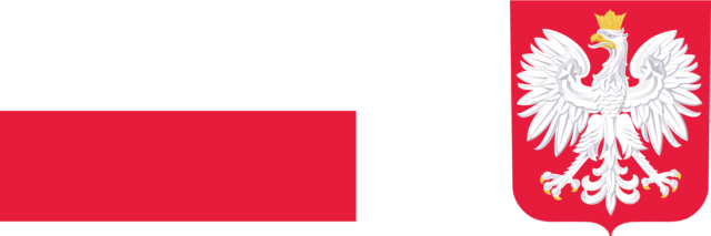 Na obrazku znajduje się flaga i godło Polski